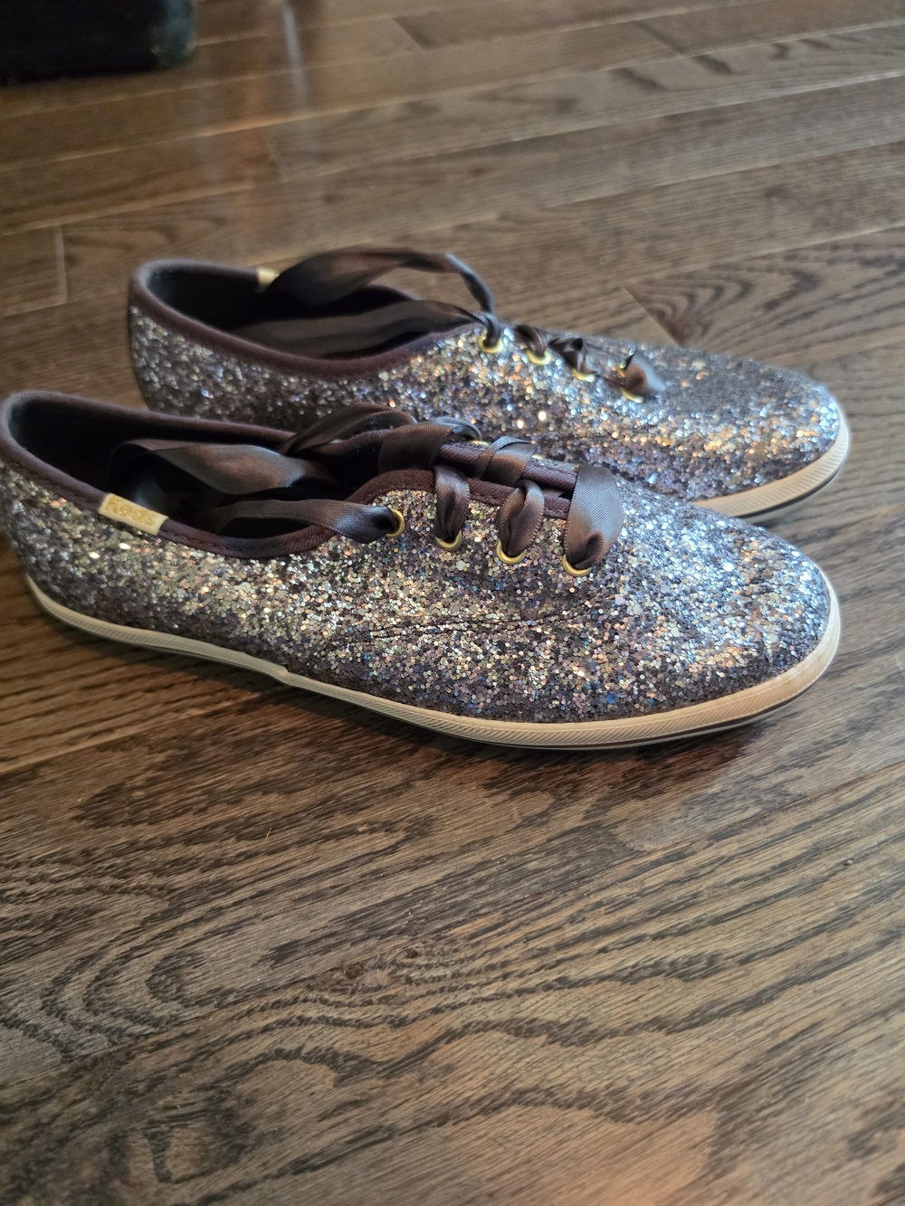 Kate Spade KEDS Glitter Lace-Up Sneakers - Silver Sparkle